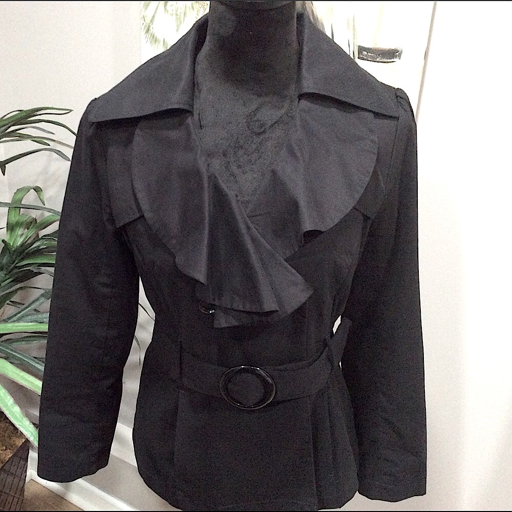 Willi Smith Ruffled Collar Short Trench Style Jacket
